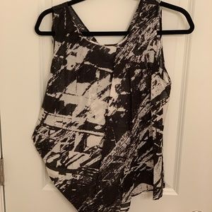 Helmut Lang-Black and White Asymmetrical Top-Med